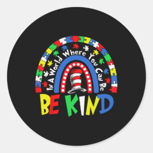 Autism Awareness Why Fit In Doctor Teacher Cat In Classic Round Sticker
