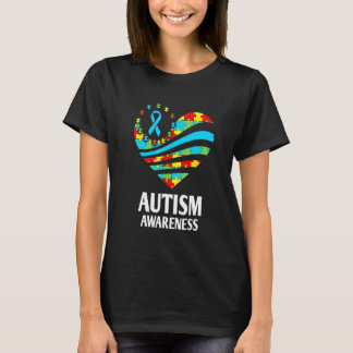 Autism Awareness  Women Heart Support Autistic Kid T-Shirt