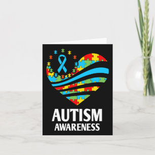 Autism Awareness Women Heart Support Autistic Kids Card