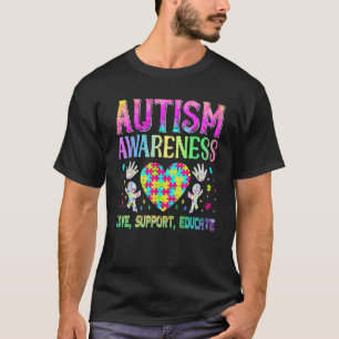 Autism Awareness Women Heart Support Autistic Kids T-Shirt