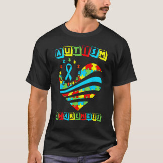 Autism Awareness Women Heart Support Autistic Kids T-Shirt
