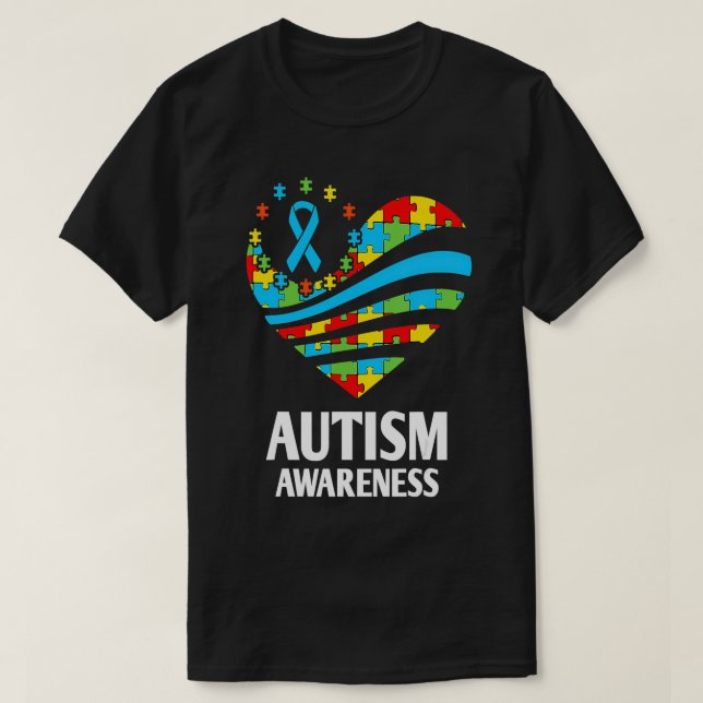 Autism Awareness Women Heart Support Autistic Mont T-Shirt (Design Front)