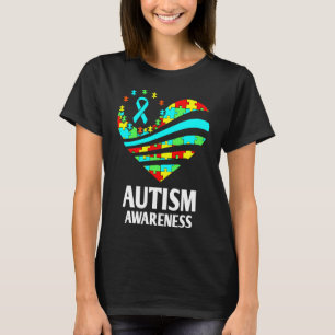 Autism Awareness Women Heart Support Autistic Mont T-Shirt
