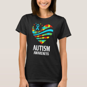 Autism Awareness Women Heart Support Autistic T-Shirt