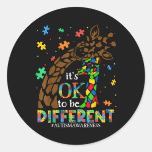 Autism Awareness Women Kid Its Ok To Be Different Classic Round Sticker