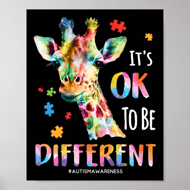 Autism Awareness Women Kid Its Ok To Be Different  Poster (Front)