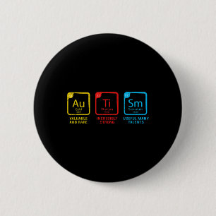 Autism Awareness Women Men Kids Elements Periodic 6 Cm Round Badge