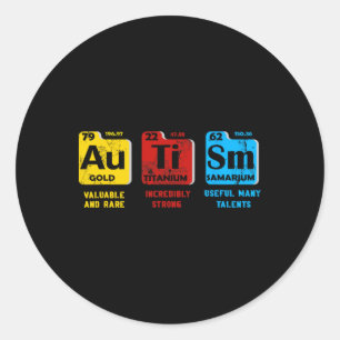 Autism Awareness Women Men Kids Elements Periodic Classic Round Sticker