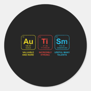 Autism Awareness Women Men Kids Elements Periodic  Classic Round Sticker