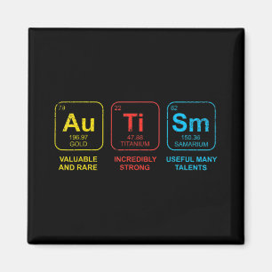 Autism Awareness Women Men Kids Elements Periodic  Magnet