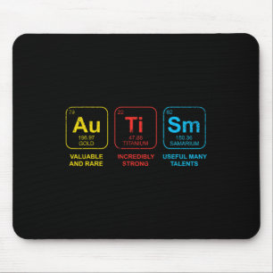 Autism Awareness Women Men Kids Elements Periodic Mouse Pad