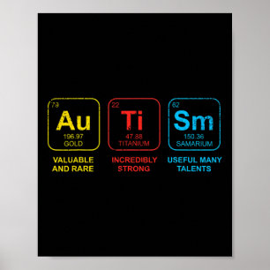 Autism Awareness Women Men Kids Elements Periodic  Poster