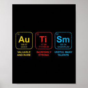 Autism Awareness Women Men Kids Elements Periodic Poster