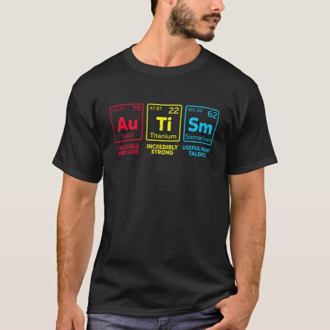 Autism Awareness Women Men Kids Elements Periodic  T-Shirt (Front)