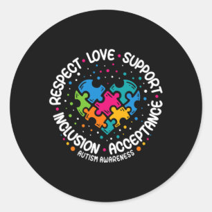 Autism Awareness Women Men Respect Love Support A Classic Round Sticker