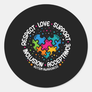 Autism Awareness Women Men Respect Love Support Au Classic Round Sticker