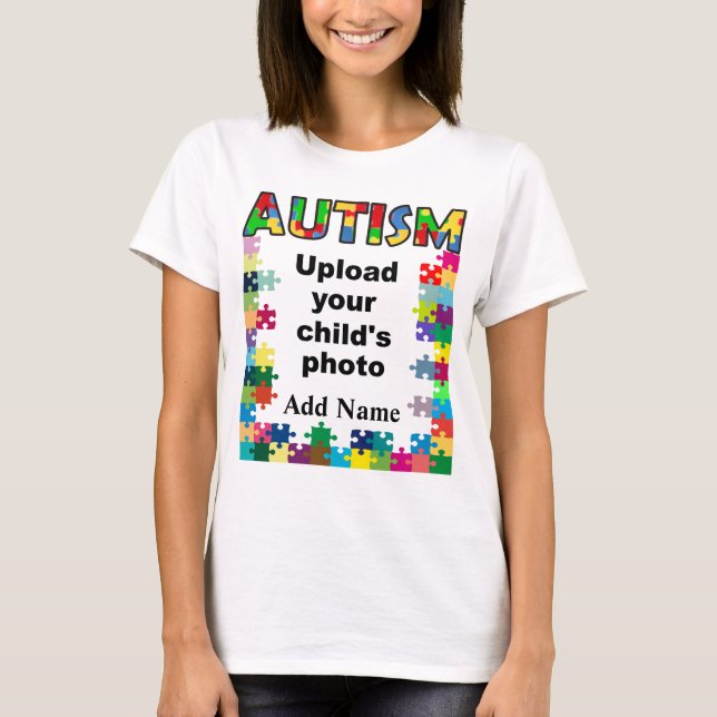 Autism Awareness Womens Puzzle Frame Customise T-Shirt (Front)
