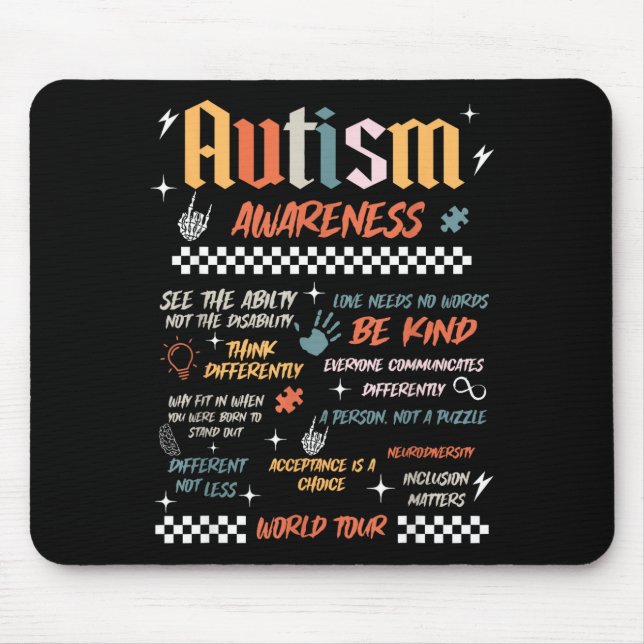 Autism Awareness World Tour Be Kind Acceptance Is  Mouse Pad (Front)