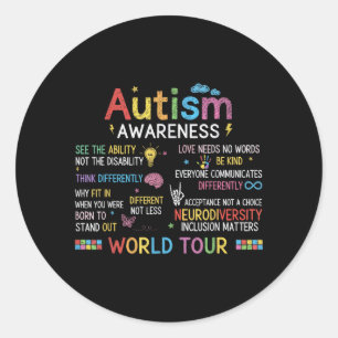 Autism Awareness World Tour Neurodiversity Classic Round Sticker