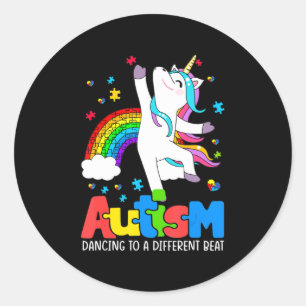 Autism awarenessTee Dabbing Unicorn Dancing Puzzle Classic Round Sticker