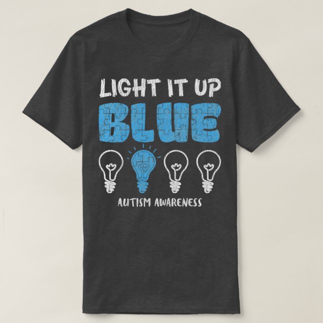 Autism Awerness Light It Up Blue Autistic Kids T-Shirt (Design Front)