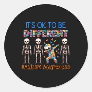 Autism Awerness - Skeleton Dabbing Autistic Kids A Classic Round Sticker