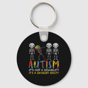 Autism Awerness - Skeleton Dabbing Autistic Kids A Key Ring