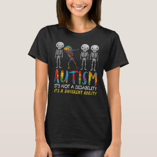 Autism Awerness Skeleton Dabbing Autistic Kids Awa T-Shirt