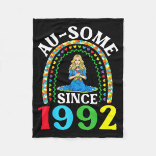 Autism Awesome Ausome Since 1992 Happy Th Birthday Fleece Blanket