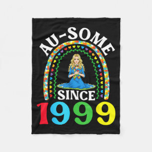 Autism Awesome Ausome Since 1999 Happy 27th Birthd Fleece Blanket