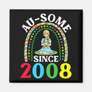 Autism Awesome Ausome Since 2008 Happy 18th Birthd Magnet