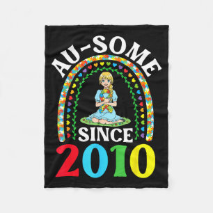 Autism awesome ausome since 2010 happy 16th fleece blanket