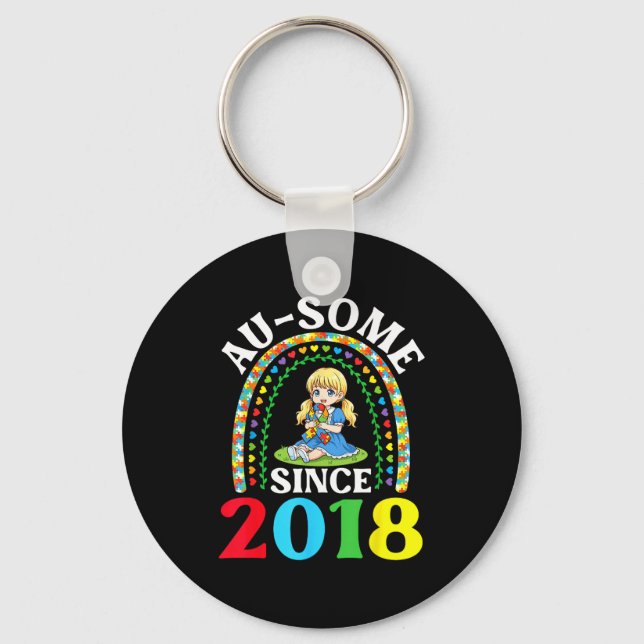 Autism Awesome Ausome Since 2018 Awareness 8th Bir Key Ring (Front)