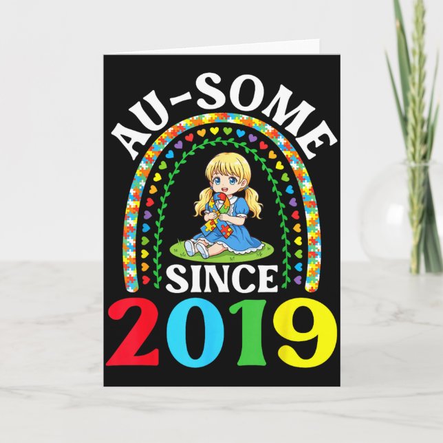 Autism Awesome Ausome Since 2019 Awareness 7th Bir Card (Front)