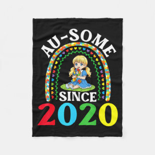 Autism Awesome Ausome Since 2020 Awareness 6th Bir Fleece Blanket