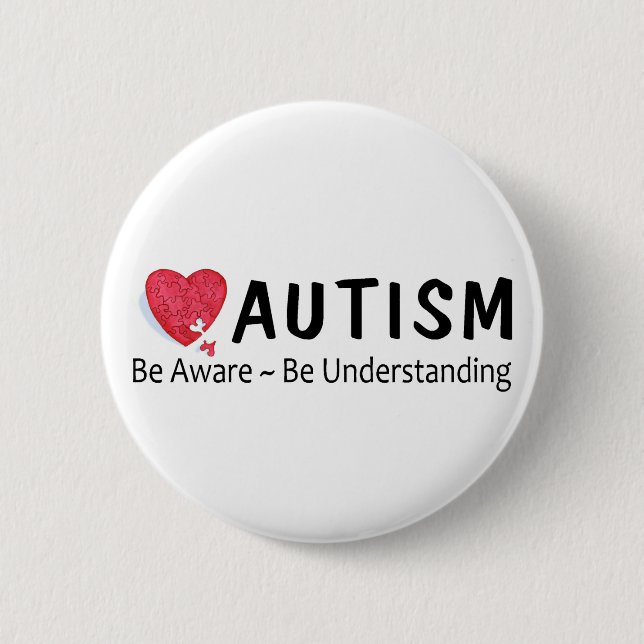 Autism Be Aware Be Understanding 6 Cm Round Badge (Front)