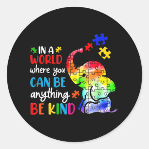 Autism Be Kind Shirt Women Blue Be Kind Autism Awa Classic Round Sticker