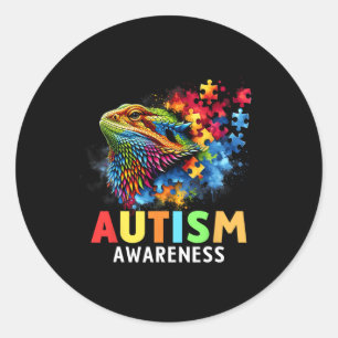 Autism Bearded Dragon Autistic Autism Awareness Co Classic Round Sticker