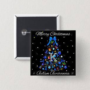 Autism Blue Christmas Tree 15 Cm Square Badge
