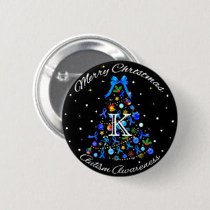 Autism Blue Christmas Tree 6 Cm Round Badge