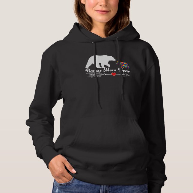 Autism Bonus Mom Bear Autism Awareness Day Autisti Hoodie (Front)