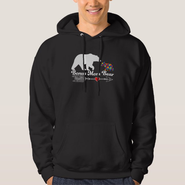 Autism Bonus Mom Bear Autism Awareness Day Autisti Hoodie (Front)