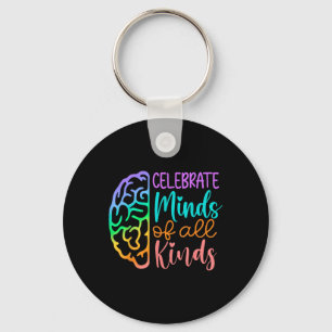 Autism Brain Celebrate Minds All Kinds Mental Heal Key Ring