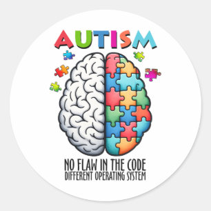 Autism Brain Puzzle No Flaw In The Code Classic Round Sticker