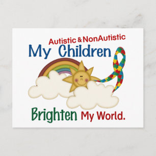 Autism BRIGHTENS MY WORLD 1 Children 2 Postcard