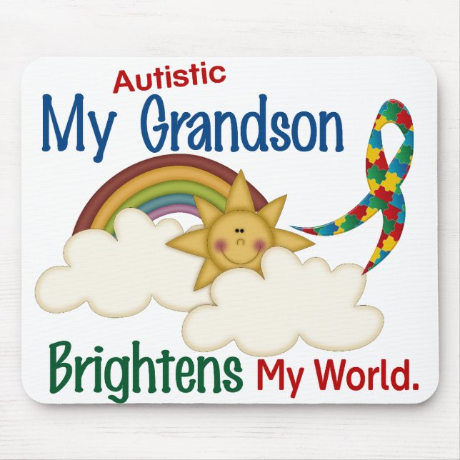 Autism BRIGHTENS MY WORLD 1 Grandson Mouse Pad (Front)