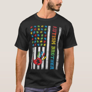 Autism Brother American Flag Autism Awareness Ragl T-Shirt