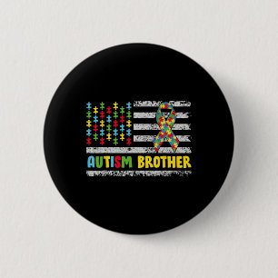 Autism Brother Autism Awareness Mum Dad Usa Flag G 6 Cm Round Badge