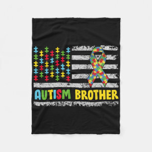 Autism Brother Autism Awareness Mum Dad Usa Flag G Fleece Blanket