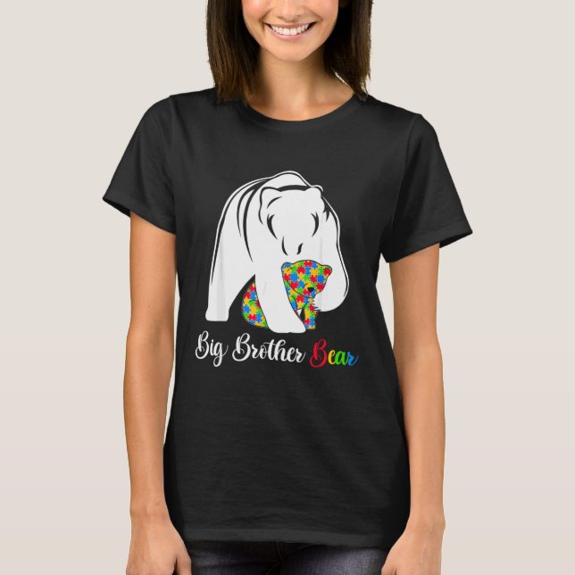 Autism Brother Big Brother Bear Autism Awareness T-Shirt (Front)
